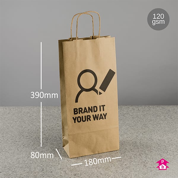 PB Print - Brown Paper Bottle Bags
