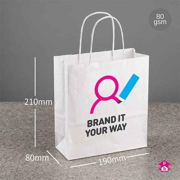 PB Print - Small White Paper Bags