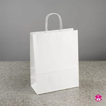 Printed Medium White Paper Carrier Bags