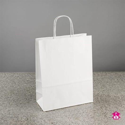 Printed Medium White Paper Carrier Bags Printed Medium White Paper Carrier Bags