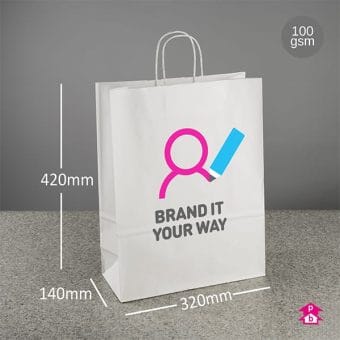 Printed Large White Paper Carrier Bags