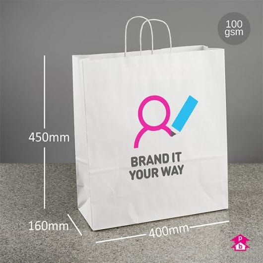 Printed Extra Large White Paper Carrier Bags