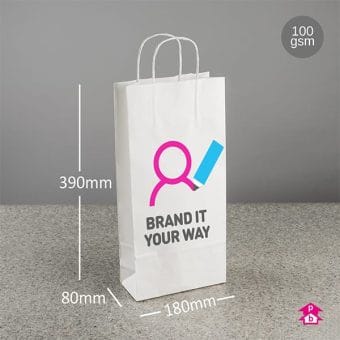 PB Print - White Paper Bottle Bags