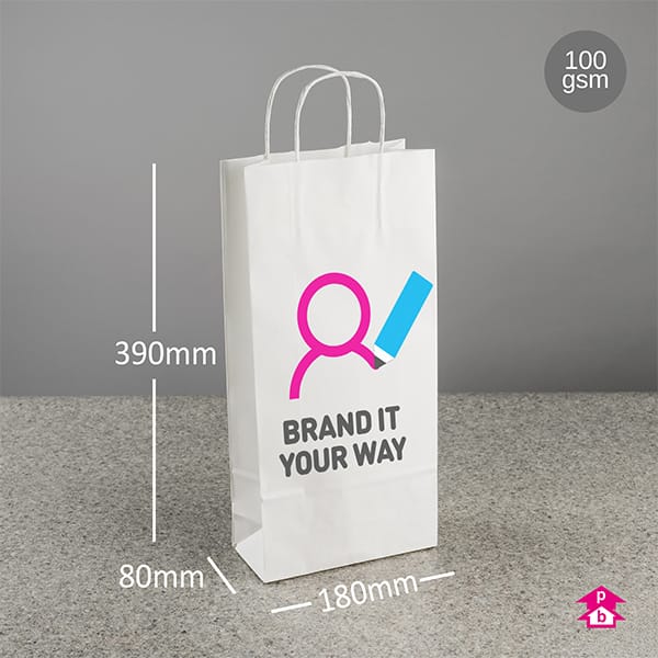 PB Print - White Paper Bottle Bags