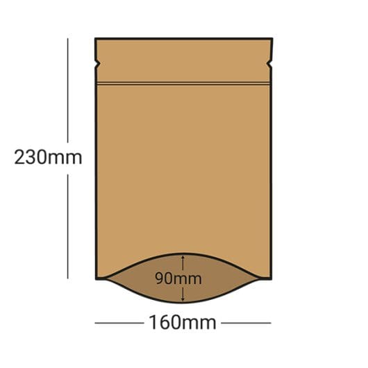 Printed Medium Brown Compostable Paper Pouches