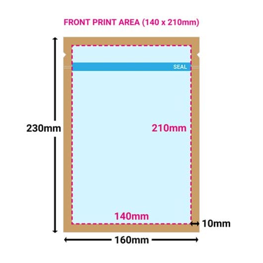 Printed Medium Brown Compostable Paper Pouches