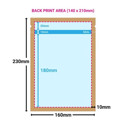 Printed Medium Brown Compostable Paper Pouches
