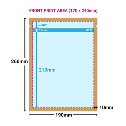Printed Large Brown Compostable Paper Pouches