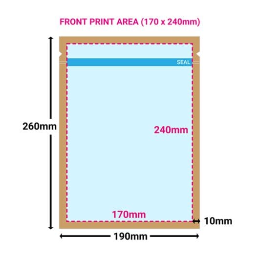 Printed Large Brown Compostable Paper Pouches