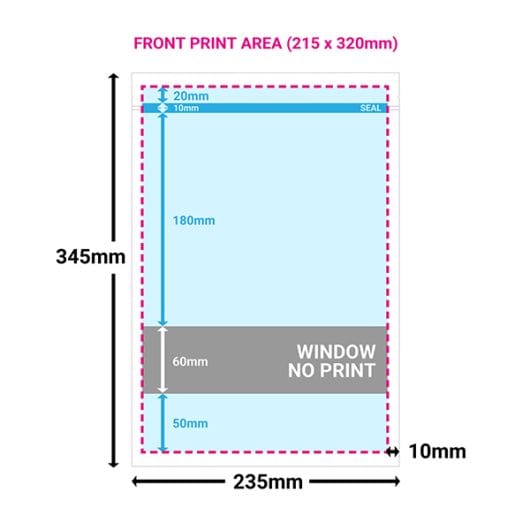 Printed Extra Large White Paper Pouches