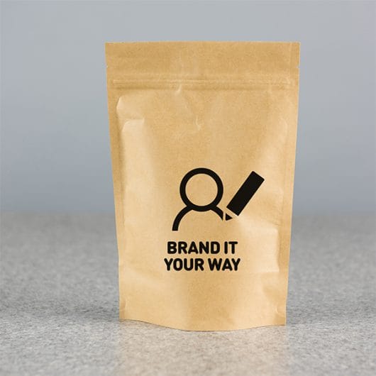 Printed Medium Brown Compostable Paper Pouches