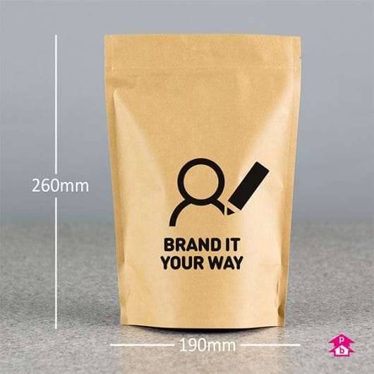 Printed Large Brown Compostable Paper Pouches